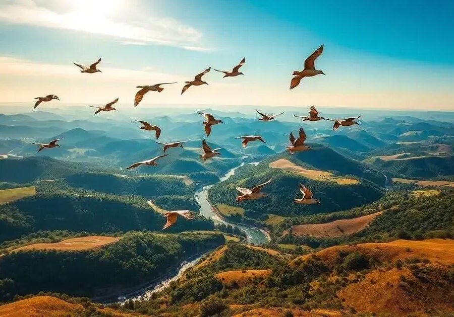 O que é coordenação de voo em aves migratórias?