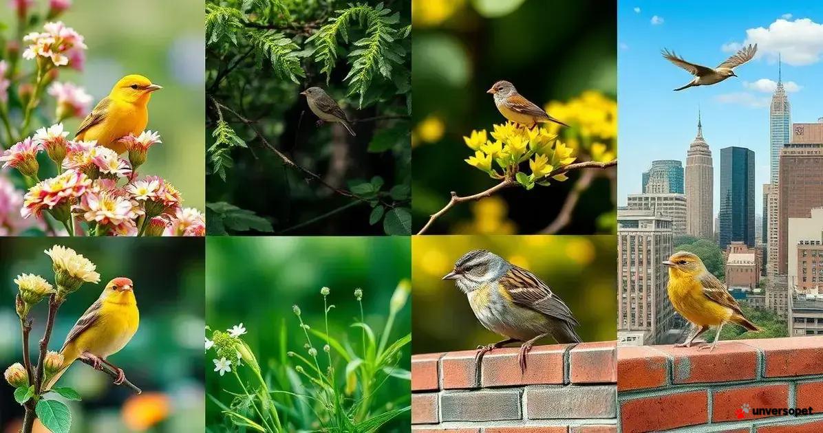 Exemplos de aves canoras e seus territórios