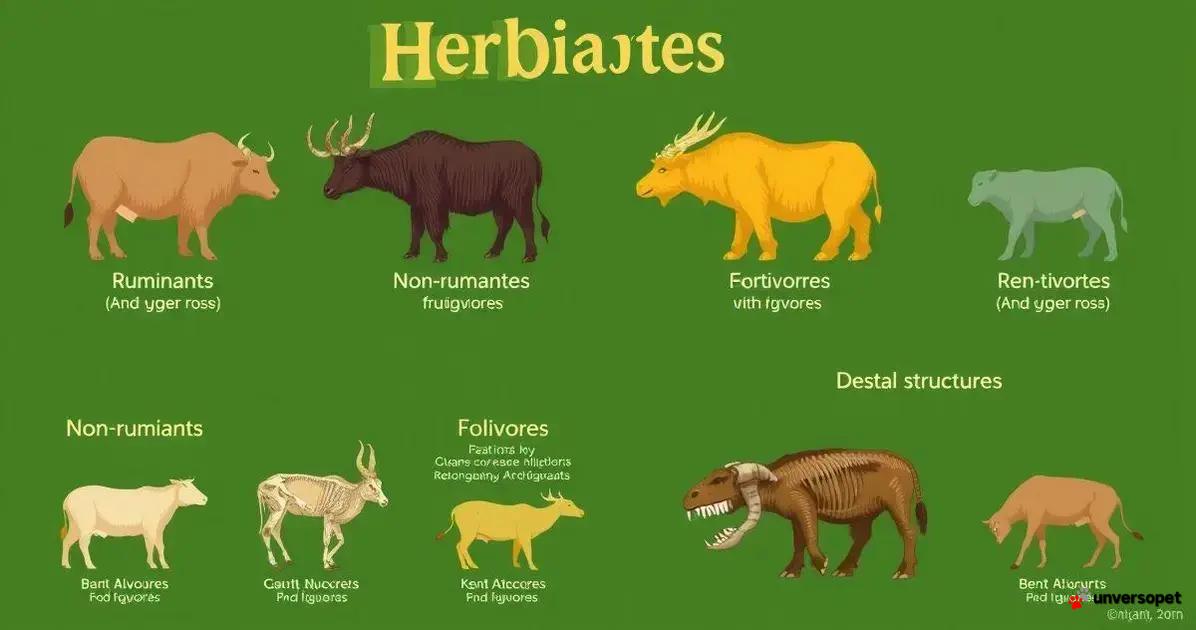 Os tipos de herbívoros e suas adaptações alimentares